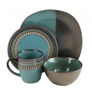 Gibson 110853.16 Ocean View 16 Piece Dinnerware Set Blue