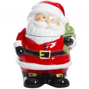 Gibson 113253.01 Jovial St. Nick 7.5 Inch Santa Holiday Cookie Jar