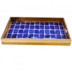 Gibson 120999.01 Elite Mozambique 17 Enameled On Wood Serving Tray, Bl