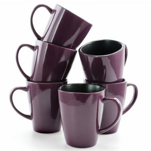 Elama EL-MULBERRY-6PC-CUPS Mulberry 14 Oz Stoneware Mugs In Purple, Se