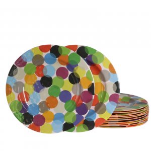 Studio 94913.01 Party Circles 9 Inch Melamine Dessert Plates In Decora