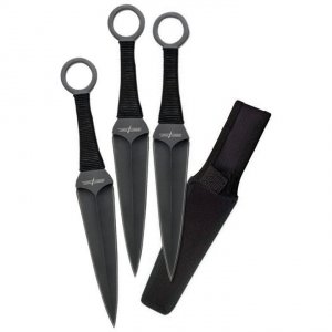 Master PP0243 Perfect Point Throwing Knife Set Of 3 Black Blades Cord-