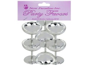 Bulk AF699 6 Piece 2quot; Silver Plastic Champagne Glass