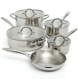 Oster 72592.09 Cuisine Saunders 9 Piece Cookware Set In Silver Mirror 