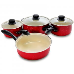 Gibson 107220.07 Home Holdrege 7 Piece Nonstick Cookware Set In Red Wi