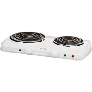 Brentwood TS-368 Electric 1500w Double Burner Spiral White