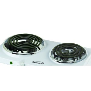 Brentwood TS-368 Electric 1500w Double Burner Spiral White