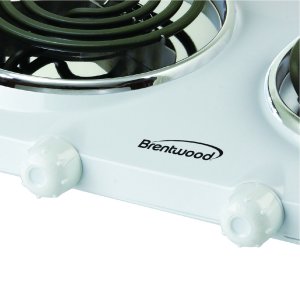 Brentwood TS-368 Electric 1500w Double Burner Spiral White