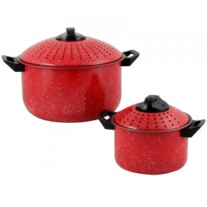 Gibson 109461.04 Home Casselman 4-piece Nonstick Pasta Pot Set In Red 