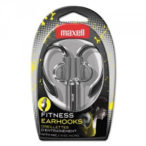 Maxell 1Y1321 Fitness Earhook With Mic - Stereo - Silver - Wired - Ear