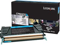 Original Lexmark C746A2CG C746, C748 Cyan Toner Cartridge