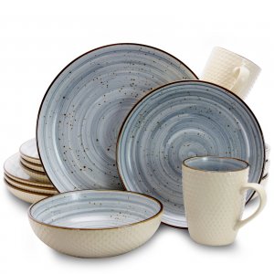 Elama EL-MELLOWBLUE Mellow 16-piece Dinnerware Set In Powder Blue