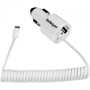 Startech YB0871 .com Dual Port Car Charger With Apple 8-pin Lightning 