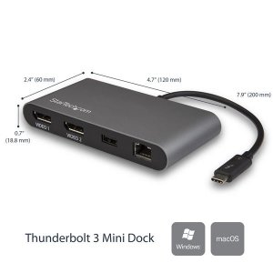 Startech 3FM144 Ac Tb3dkm2dp Minithunderbolt3 Dock F Laptops Dualdispl