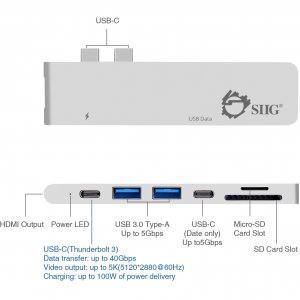 Siig JUTB0412S1 Accessory Ju-tb0412-s1 Thunderbolt 3 Usb-c Hub Hdmi Wi