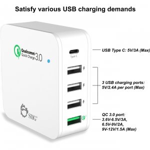 Siig AC-PW1724-S1 Accessory Ac-pw1724-s1 5-port Smart Usb Charger Plus