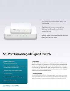 D-link GOSW8G Go-sw-8g 8-port Unmanaged Gigabit Desktop Switch