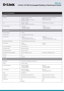 D-link DSS-16+ Switch Dss-16+ Desktop Switch 10100 16-port Full Duplex