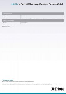 D-link DSS-16+ Switch Dss-16+ Desktop Switch 10100 16-port Full Duplex