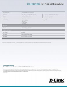 D-link DGS-1008G Network Dgs-1008g 8-port Gigabit Unmanaged Switch 101