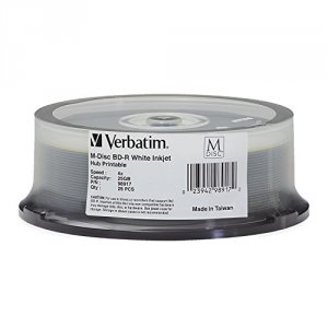 Verbatim 98917 M-disc Bd-r, , 25gb, 4x, White Inkjet Hub Printable, 25