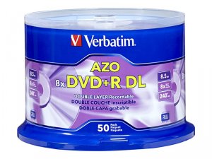 Verbatim 97000 Dvd+r Dl 8.5gb 8x With Branded Surface - 50pk Spindle -