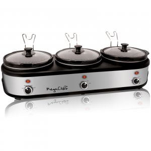 Megachef MCPR-6100 Triple 2.5 Quart Slow Cooker And Buffet Server In B