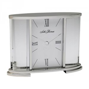 Seth SETH THOMAS Silver Glass Carriage Table Clock