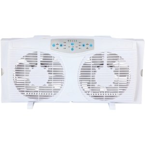 Optimus F-5286 F-5286 8 Reversible Twin Window Fan With Thermostat