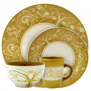 Elama EL-PARISIAN-SWIRL Parisian Swirl 16 Piece Dinnerware Set