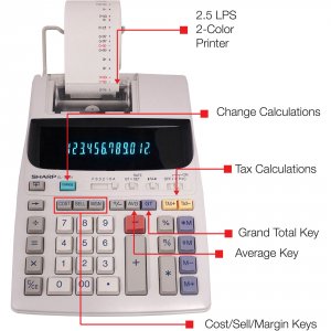 Sharp EL1801V Sharp El-1801v 12 Digit Printing Calculator - 2.1 Lps - 