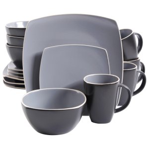 Gibson 94851.16 Soho Lounge Matte 16-piece Dinnerware Set, Grayblack