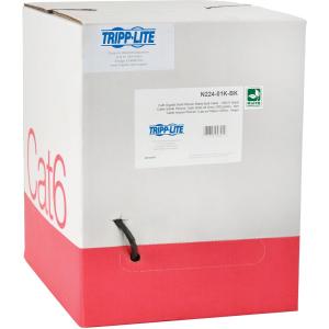 Tripp N22401KBK 1000ft Cat6 Gigabit Bulk Cable Solid Cmp Plenum Pvc Bl