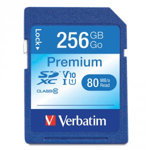 Verbatim 99828 256gb Premium Sdxc Memory Card, Uhs-i V10 U1 Class 10 -