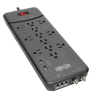 Tripp TLP128TTUSBB Surge Protector 12 Out 2 Usb