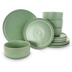 Gibson 120945.12 Home Stone Lava 12 Piece Dinnerware Set In Matte Mint