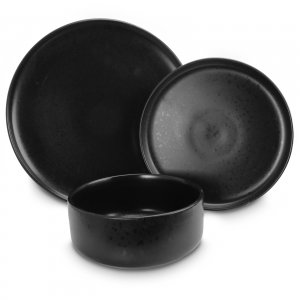 Gibson 120857.12 Home Stone Lava 12 Piece Dinnerware Set In Matte Blac