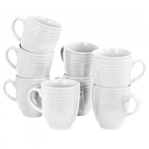 Gibson 90739.01 Plaza Cafe 15 Oz Mug Set In White, Set Of 8