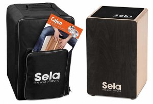 Sela SE157EN Primera Cajon Black Bundle With Bag, Cajon Pad  Dvd