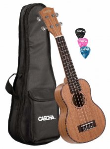 Cascha HH2026 4-string Premium Mahogany Soprano Ukulele Set With Padde