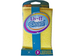 Bulk HF223 Liv-it Clean! 2 Pack Scrubbing Sponges In Assorted Colors