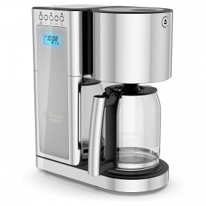 Russell CM8100GYR Glass 8 Cup Coffeemaker In Silver And Stainless Stee