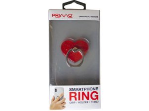 Bulk EN636 Primo Universal Red Heart Glitter Smartphone Ring