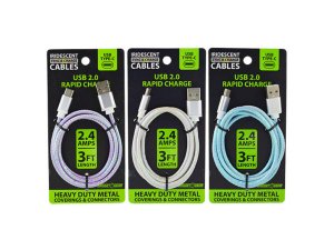 Bulk EN656 Gadget Gear 3039; Usb Type C Iridescent Charge  Sync Cable