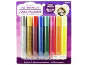 Bulk CH461 8 Pack Multi Color Premium Glitter Glue Tubes