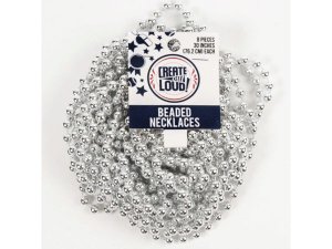 Bulk CH480 8 Pack Silver Beaded Party Necklaces