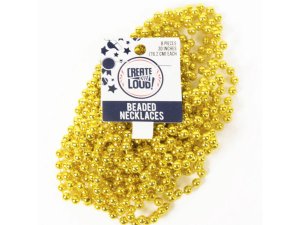 Bulk CH484 8 Pack Gold Beaded Party Necklaces