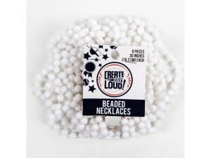 Bulk CH486 8 Pack White Beaded Party Necklaces