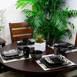 Elama ELM-SAVANNAH Savannah 16 Piece Stoneware Dinnerware Set