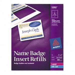 Avery 05392 Averyreg; Laserinkjet Badge Insert Refills - Laser, Inkjet